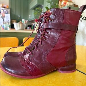 John Fluevog Fellowship Elliston burgundy ankle boots